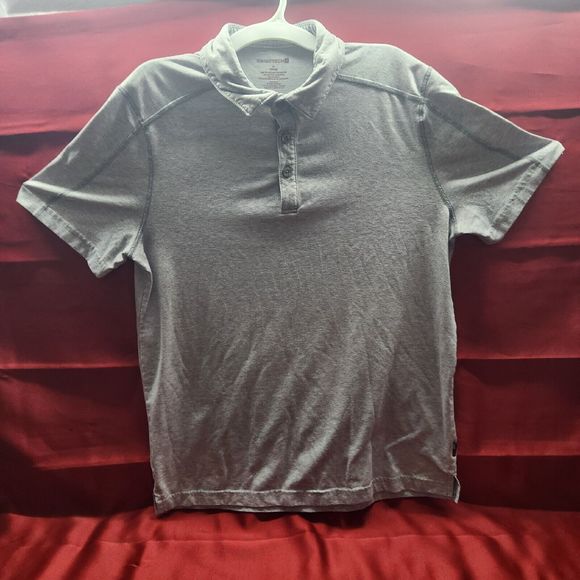 Swiss Tech Polo Shirt Men's Size Medium Gray Casual Stretch Short Sleeve Button - Picture 8 of 9